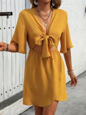 Акція на Плаття коротке літнє жіноче SHEIN GD-00147201 M Гірчичне від Rozetka