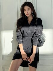 Акція на Плаття коротке осіннє жіноче SHEIN GD-00147213 M Чорне від Rozetka