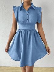 Акція на Плаття-сорочка коротке літнє жіноче SHEIN GD-00147930 M Блакитне від Rozetka