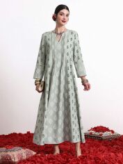 Акція на Плаття вечірнє довге літнє жіноче SHEIN GD-00149976 S Сіро-зелене від Rozetka