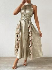 Акція на Плаття вечірнє довге літнє жіноче SHEIN GD-00147063 M Золотисте від Rozetka