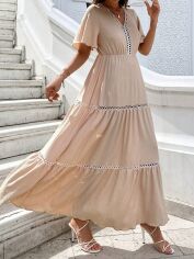 Акція на Плаття довге літнє жіноче SHEIN GD-00150132 S Світло-бежеве від Rozetka