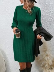 Акція на Плаття в'язане коротке зимове тепле жіноче SHEIN GD-00149416 S Темно-зелене від Rozetka