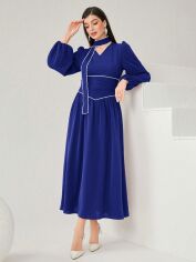 Акція на Плаття вечірнє міді осіннє жіноче SHEIN GD-00149456 S Темно-синє від Rozetka