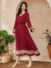 Акція на Плаття міді осіннє жіноче SHEIN GD-00149458 S Вишневе від Rozetka