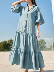 Акція на Плаття-сорочка довге літнє жіноче SHEIN GD-00149513 S Сіро-блакитне від Rozetka