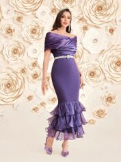 Акція на Плаття вечірнє міді осіннє жіноче SHEIN GD-00149520 S Фіолетове від Rozetka