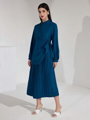 Акція на Плаття на запах вечірнє міді осіннє жіноче SHEIN GD-00149661 S Синє від Rozetka