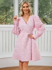 Акція на Плаття на запах коротке літнє жіноче SHEIN GD-00149664 S Світло-рожеве від Rozetka