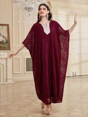 Акція на Плаття вечірнє довге літнє жіноче SHEIN GD-00148425 One Size Бордове від Rozetka
