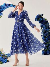 Акція на Плаття міді літнє жіноче SHEIN GD-00149713 S Темно-синє від Rozetka