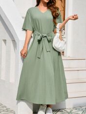 Акція на Плаття довге літнє жіноче SHEIN GD-00149732 S Сіро-зелене від Rozetka