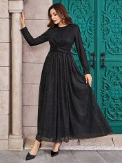 Акція на Плаття вечірнє довге осіннє жіноче SHEIN GD-00149841 S Чорне від Rozetka