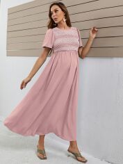 Акція на Плаття для вагітних міді літнє SHEIN GD-00148709 S Світло-рожеве від Rozetka