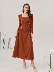 Акція на Плаття міді осіннє жіноче SHEIN GD-00149072 S Коричневе від Rozetka