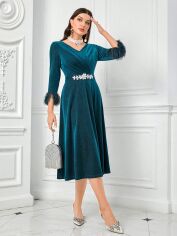 Акція на Плаття вечірнє міді літнє жіноче SHEIN GD-00149136 S Морської хвилі від Rozetka