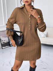 Акція на Плаття коротке осіннє жіноче SHEIN GD-00149168 S Коричневе від Rozetka