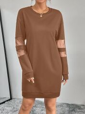 Акція на Плаття коротке осіннє жіноче SHEIN GD-00149253 S Коричневе від Rozetka