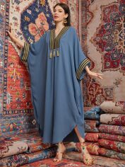 Акція на Плаття вечірнє довге літнє жіноче SHEIN GD-00149352 S Сіро-блакитне від Rozetka