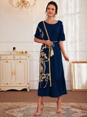 Акція на Плаття міді літнє жіноче SHEIN GD-00148777 S Темно-синє від Rozetka