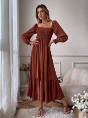 Акція на Плаття довге літнє жіноче SHEIN GD-00148789 S Коричневе від Rozetka