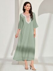 Акція на Плаття довге літнє жіноче SHEIN GD-00148869 S Сіро-зелене від Rozetka