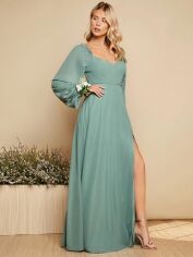 Акція на Плаття вечірнє довге літнє жіноче SHEIN GD-00149059 S Світло-зелене від Rozetka