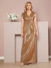 Акція на Плаття вечірнє довге літнє жіноче SHEIN GD-00153273 XS Золотисте від Rozetka