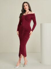 Акція на Плаття довге осіннє жіноче SHEIN GD-00152146 XL Бордове від Rozetka