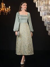 Акція на Плаття вечірнє міді літнє жіноче SHEIN GD-00152202 XL Світло-зелене від Rozetka