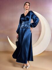 Акція на Плаття вечірнє довге осіннє жіноче SHEIN GD-00152290 XL Темно-синє від Rozetka