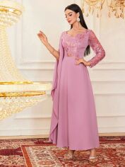 Акція на Плаття вечірнє довге осіннє жіноче SHEIN GD-00152292 XL Рожеве від Rozetka
