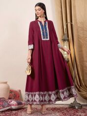 Акція на Плаття довге осіннє жіноче SHEIN GD-00152647 XL Бордове від Rozetka