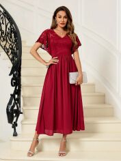 Акція на Плаття вечірнє міді літнє жіноче SHEIN GD-00150658 S Червоне від Rozetka