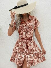Акція на Плаття-сорочка коротке літнє жіноче SHEIN GD-00150650 S Комбіноване від Rozetka