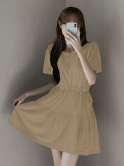 Акція на Плаття коротке літнє жіноче SHEIN GD-00150865 S Світло-бежеве від Rozetka