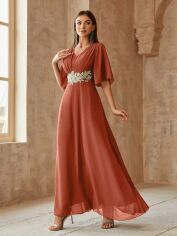 Акція на Плаття вечірнє довге літнє жіноче SHEIN GD-00152979 XL Коричневе від Rozetka