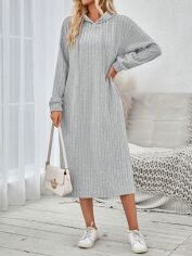 Акція на Плаття в'язане міді осіннє жіноче SHEIN GD-00151143 S Світло-сіре від Rozetka