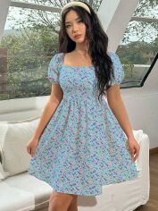 Акція на Плаття коротке літнє жіноче SHEIN GD-00153075 XL Блакитне від Rozetka