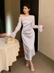 Акція на Плаття міді осіннє жіноче SHEIN GD-00150912 S Айворі від Rozetka