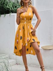 Акція на Плаття міді літнє жіноче SHEIN GD-00152801 XL Охра від Rozetka