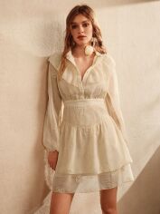 Акція на Плаття коротке літнє жіноче SHEIN GD-00152812 XL Кремове від Rozetka