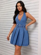 Акція на Плаття джинсове коротке літнє жіноче SHEIN GD-00150811 S Синє від Rozetka