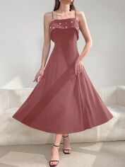 Акція на Плаття вечірнє міді літнє жіноче SHEIN GD-00151124 S Рожево-коричневе від Rozetka