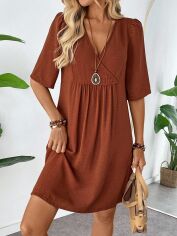 Акція на Плаття міді літнє жіноче SHEIN GD-00151160 S Коричневе від Rozetka