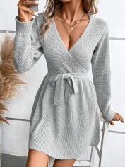 Акція на Плаття в'язане коротке осіннє жіноче SHEIN GD-00153419 XS Сіре від Rozetka