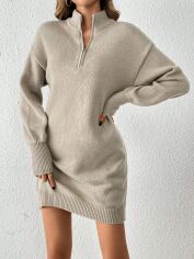 Акція на Плаття в'язане коротке зимове тепле жіноче SHEIN GD-00153426 XS Світло-бежеве від Rozetka