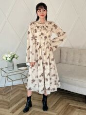 Акція на Плаття міді осіннє жіноче SHEIN GD-00152261 XL Світло-бежеве від Rozetka