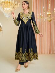 Акція на Плаття вечірнє довге осіннє жіноче SHEIN GD-00152467 XL Темно-синє від Rozetka