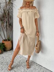 Акція на Плаття міді літнє жіноче SHEIN GD-00152741 XL Світло-бежеве від Rozetka